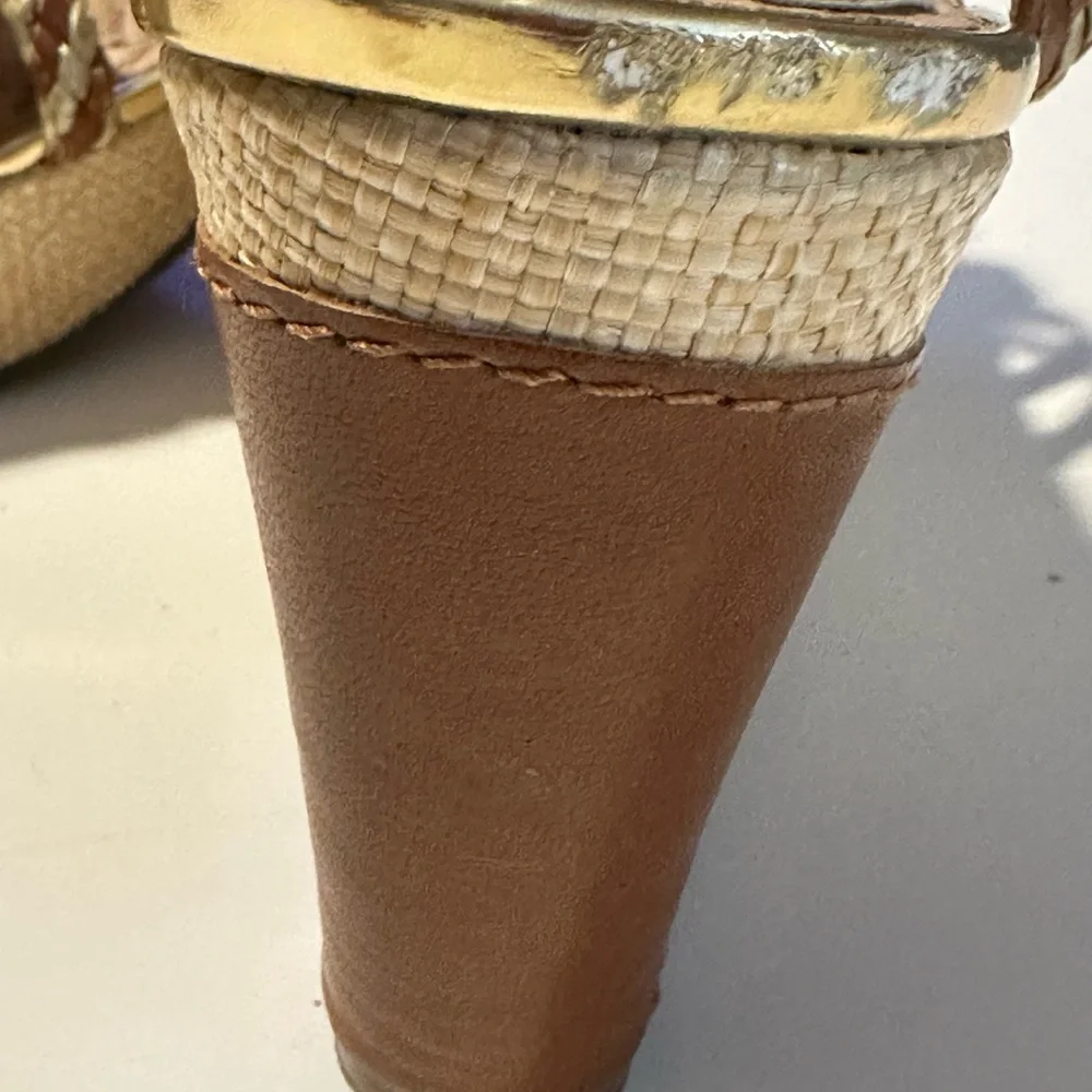 Marc Fisher Women's Wedge  Sandals 7 M US  Size Brown And Tan Cork Heels Preown